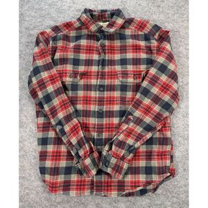 Vintage Tall Pines Button Up Flannel Men M‎ Red Plaid Long Sleeve 100% Cotton